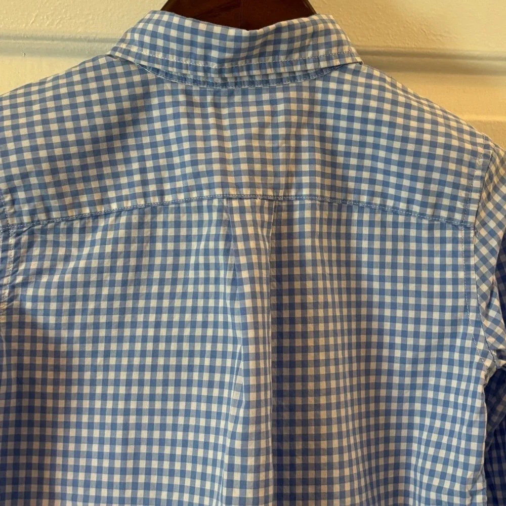Ralph Lauren Boys Blue Gingham Button Down Shirt Long Sleeve Cotton Size 5